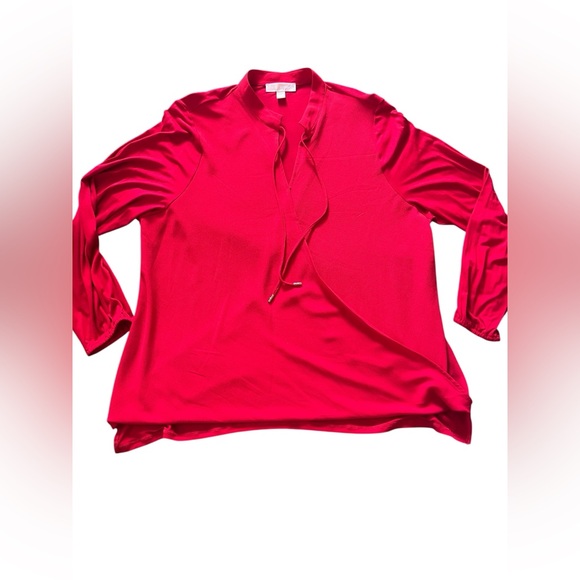 MICHAEL Michael Kors Vibrant Red Long Sleeve Blouse Women 2X EUC - Picture 1 of 6